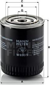 Mann-Filter W 930/9 - Eļļas filtrs adetalas.lv