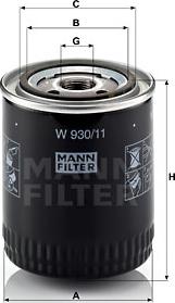 Mann-Filter W 930/11 - Eļļas filtrs adetalas.lv