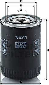 Mann-Filter W 933/1 - Eļļas filtrs adetalas.lv