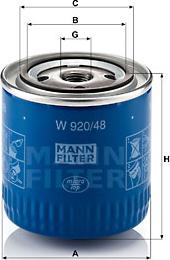 Mann-Filter W 920/48 - Eļļas filtrs adetalas.lv