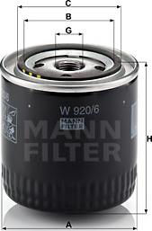 Mann-Filter W 920/6 - Eļļas filtrs adetalas.lv