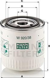 Mann-Filter W 920/38 - Eļļas filtrs adetalas.lv