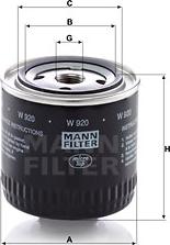 Mann-Filter W 920 - Eļļas filtrs adetalas.lv