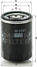 Mann-Filter W 610/1 - Eļļas filtrs adetalas.lv