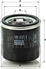 Mann-Filter W 67/1 - Eļļas filtrs adetalas.lv