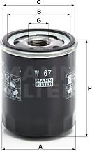 Mann-Filter W 67 - Eļļas filtrs adetalas.lv