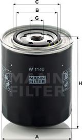 Mann-Filter W 1140 - Eļļas filtrs adetalas.lv