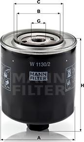 Mann-Filter W 1130/2 - Eļļas filtrs adetalas.lv