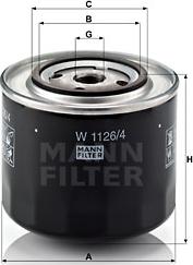 Mann-Filter W 1126 - Eļļas filtrs adetalas.lv