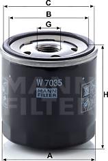 Mann-Filter W 7035 - Eļļas filtrs adetalas.lv