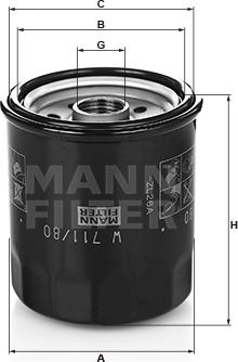 Mann-Filter W 711/80 - Eļļas filtrs adetalas.lv