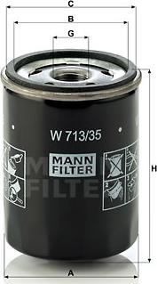 Mann-Filter W 713/35 - Eļļas filtrs adetalas.lv