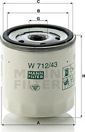 Mann-Filter W 712/43 (10) - Eļļas filtrs adetalas.lv