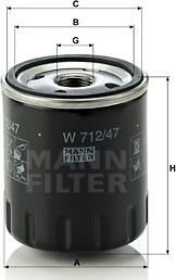 Mann-Filter W 712/47 - Eļļas filtrs adetalas.lv