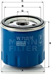 Mann-Filter W 712/16 - Eļļas filtrs adetalas.lv