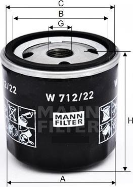 Mann-Filter W 712/22 - Eļļas filtrs adetalas.lv