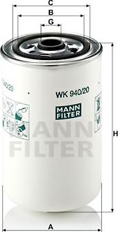 Mann-Filter WK 940/20 - Degvielas filtrs adetalas.lv