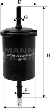 Mann-Filter WK 58 - Degvielas filtrs adetalas.lv