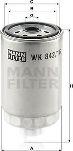 Mann-Filter WK 842/16 - Degvielas filtrs adetalas.lv