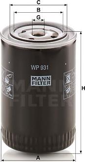 Mann-Filter WP 931 - Eļļas filtrs adetalas.lv