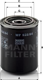 Mann-Filter WP 928/84 - Eļļas filtrs adetalas.lv