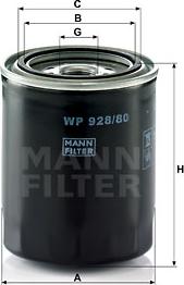 Mann-Filter WP 928/80 - Eļļas filtrs adetalas.lv