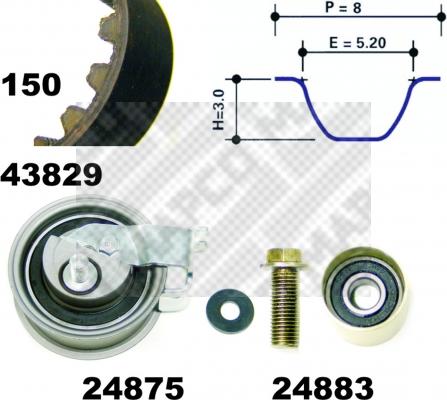 Mapco 23912 - Zobsiksnas komplekts adetalas.lv