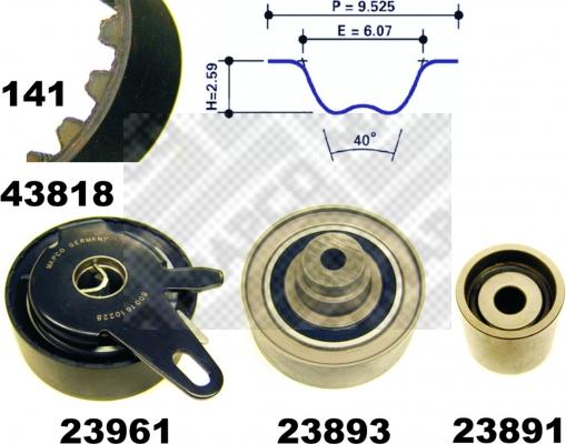 Mapco 23818 - Zobsiksnas komplekts adetalas.lv