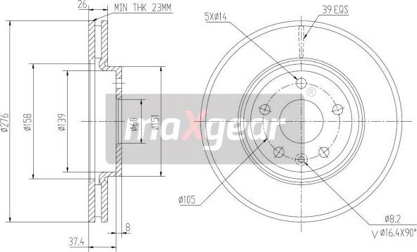 Maxgear 19-2334 - Bremžu diski adetalas.lv