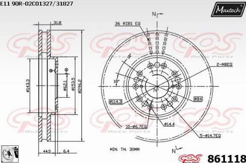 Maxtech 861118.0080 - Bremžu diski adetalas.lv