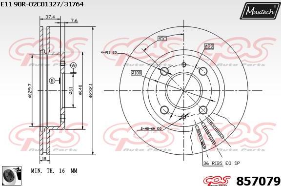 Maxtech 800105 - Skrūve, Bremžu disks adetalas.lv