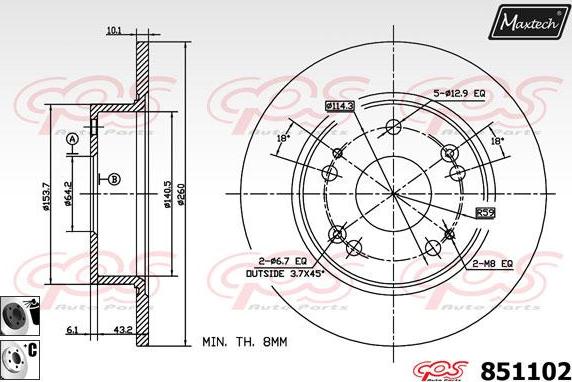 Maxtech 800108 - Skrūve, Bremžu disks adetalas.lv