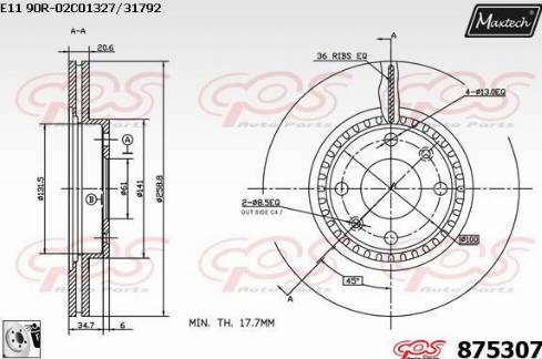 Maxtech 875307.0080 - Bremžu diski adetalas.lv