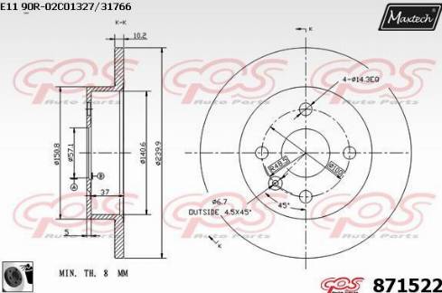 Maxtech 871522.0060 - Bremžu diski adetalas.lv