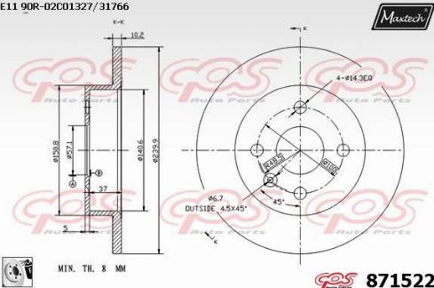 Maxtech 871522.0080 - Bremžu diski adetalas.lv