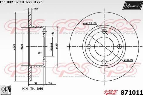 Maxtech 871011.0080 - Bremžu diski adetalas.lv