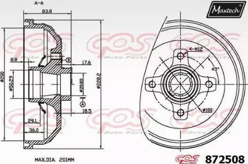 Maxtech 872508.0000 - Bremžu trumulis adetalas.lv