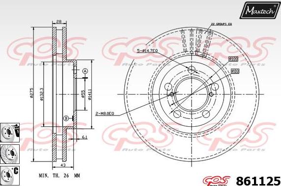 Maxtech 70160090 - Virzītājčaulu komplekts, Bremžu suports adetalas.lv