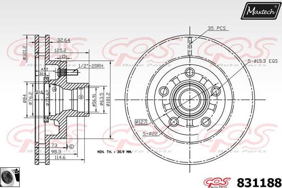 Maxtech 70180067 - Blīve, Bremžu suporta virzulītis adetalas.lv