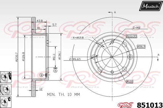 Maxtech 72934013 - Virzulis, Bremžu suports adetalas.lv