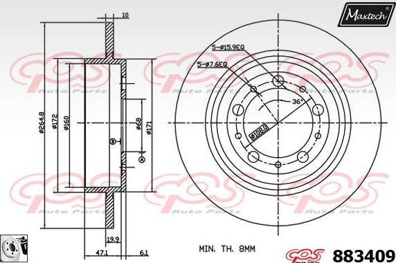 Maxtech 70180394 - Blīve, Bremžu suporta virzulītis adetalas.lv