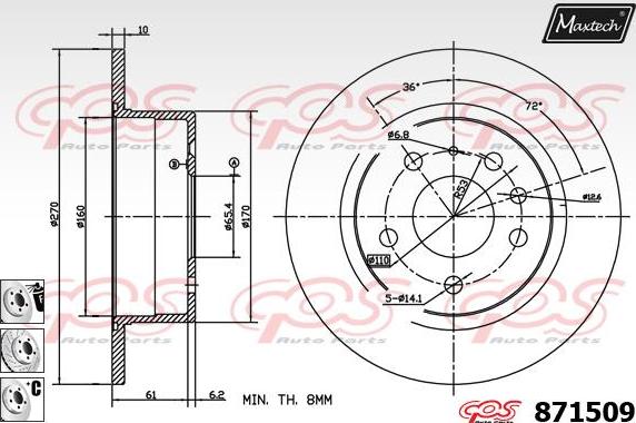 Maxtech 70180381 - Blīve, Bremžu suporta virzulītis adetalas.lv