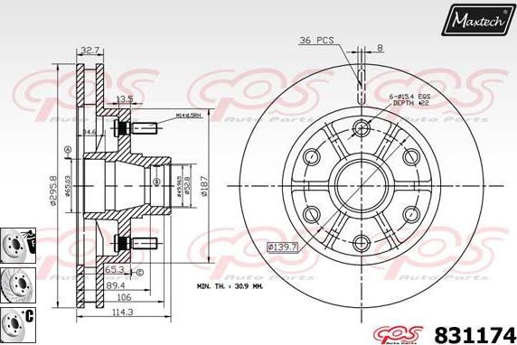 Maxtech 70180338 - Blīve, Bremžu suporta virzulītis adetalas.lv