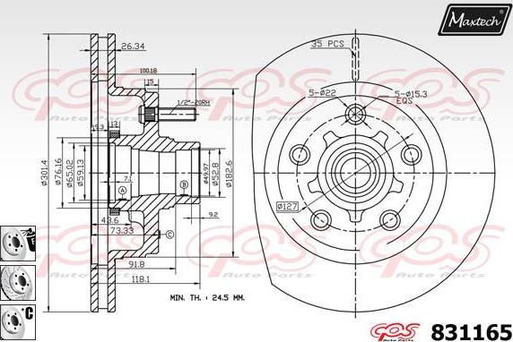 Maxtech 70180375 - Blīve, Bremžu suporta virzulītis adetalas.lv