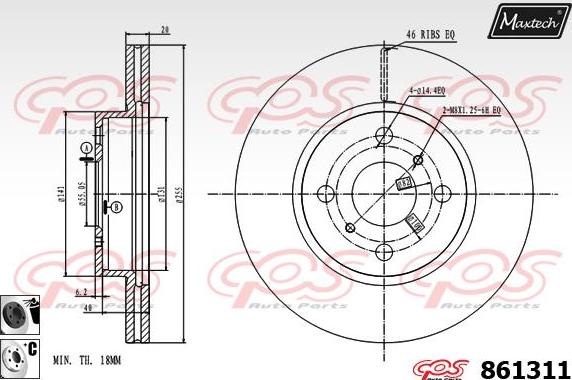 Maxtech 70200292 - Remkomplekts, Bremžu suports adetalas.lv