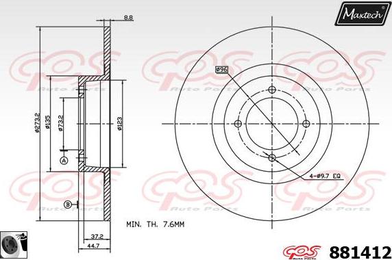 Maxtech 70200711 - Remkomplekts, Bremžu suports adetalas.lv