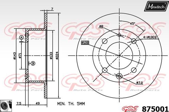 Maxtech 72946007 - Virzulis, Bremžu suports adetalas.lv