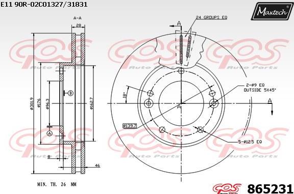 Maxtech 72943010 - Virzulis, Bremžu suports adetalas.lv