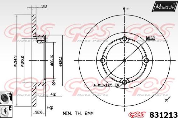 Maxtech 72968007 - Virzulis, Bremžu suports adetalas.lv