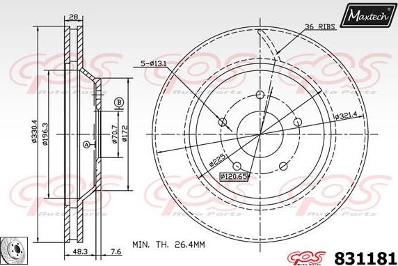 Maxtech 72938057 - Virzulis, Bremžu suports adetalas.lv